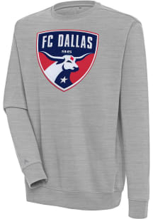 Antigua FC Dallas Mens Grey Full Front Victory Long Sleeve Crew Sweatshirt