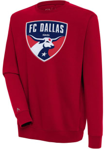 Antigua FC Dallas Mens Red Full Front Victory Long Sleeve Crew Sweatshirt