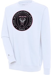 Antigua Inter Miami CF Mens White Victory Long Sleeve Crew Sweatshirt