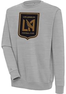 Antigua Los Angeles FC Mens Grey Victory Long Sleeve Crew Sweatshirt