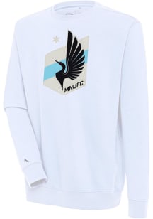 Antigua Minnesota United FC Mens White Victory Long Sleeve Crew Sweatshirt