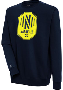 Antigua Nashville SC Mens Navy Blue Victory Long Sleeve Crew Sweatshirt