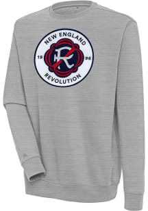 Antigua New England Revolution Mens Grey Victory Long Sleeve Crew Sweatshirt