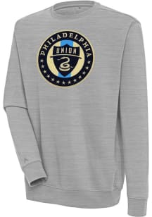 Antigua Philadelphia Union Mens Grey Victory Long Sleeve Crew Sweatshirt