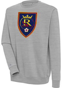 Antigua Real Salt Lake Mens Grey Full Front Victory Long Sleeve Crew Sweatshirt