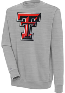 Antigua Texas Tech Red Raiders Mens Grey Victory Long Sleeve Crew Sweatshirt