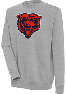 Antigua Chicago Bears Mens Grey Victory Long Sleeve Crew Sweatshirt