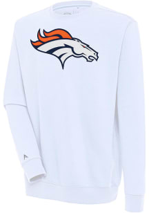 Antigua Denver Broncos Mens White Victory Long Sleeve Crew Sweatshirt