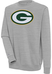 Antigua Green Bay Packers Mens Grey Victory Long Sleeve Crew Sweatshirt