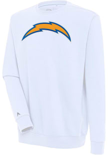 Antigua Los Angeles Chargers Mens White Full Front Victory Long Sleeve Crew Sweatshirt