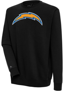 Antigua Los Angeles Chargers Mens Black Full Front Victory Long Sleeve Crew Sweatshirt