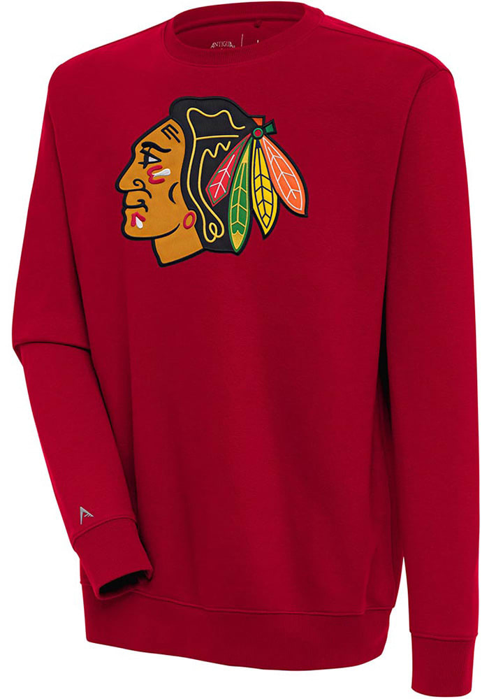 Antigua Chicago Blackhawks Red Victory Long Sleeve Hoodie, Red, 65% Cotton / 35% POLYESTER, Size XL, Rally House