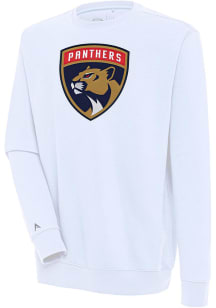 Antigua Florida Panthers Mens White Full Front Victory Long Sleeve Crew Sweatshirt