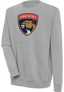 Antigua Florida Panthers Mens Grey Full Front Victory Long Sleeve Crew Sweatshirt