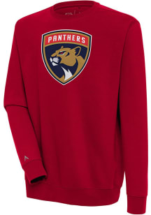 Antigua Florida Panthers Mens Red Full Front Victory Long Sleeve Crew Sweatshirt