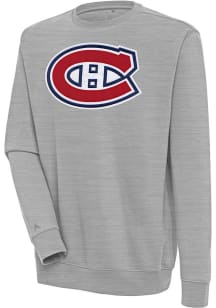 Antigua Montreal Canadiens Mens Grey Victory Long Sleeve Crew Sweatshirt