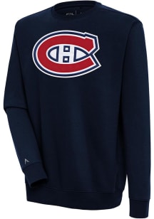 Antigua Montreal Canadiens Mens Navy Blue Victory Long Sleeve Crew Sweatshirt