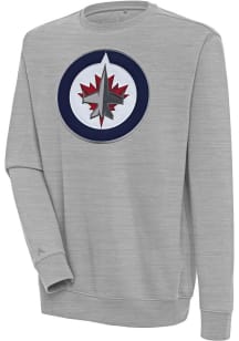 Antigua Winnipeg Jets Mens Grey Victory Long Sleeve Crew Sweatshirt