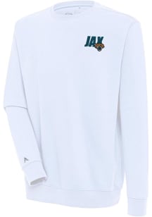 Antigua Jacksonville Jaguars Mens White Victory Long Sleeve Crew Sweatshirt