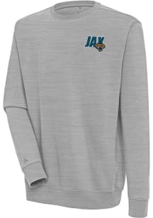 Antigua Jacksonville Jaguars Mens Grey Victory Long Sleeve Crew Sweatshirt