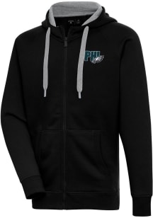 Antigua Philadelphia Eagles Mens Black Chainstitch Victory Long Sleeve Full Zip Jacket
