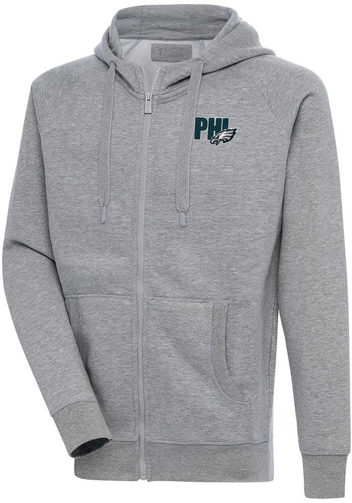 Antigua Philadelphia Eagles Grey Protect Long Sleeve Full Zip Jacket, Grey, 100% POLYESTER, Size M, Rally House