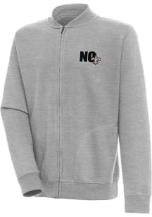 Antigua New Orleans Saints Mens Grey Chainstitch Victory Bomber Long Sleeve Full Zip Jacket