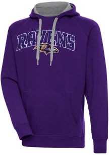 Antigua Baltimore Ravens Mens Purple Chenille Logo Victory Long Sleeve Hoodie