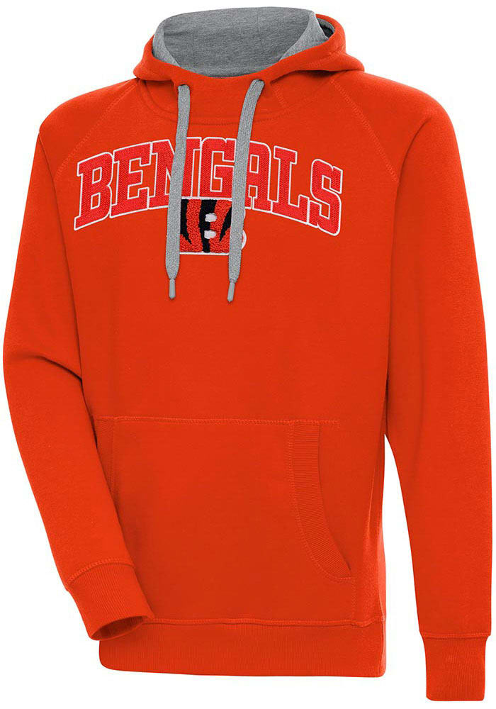 Antigua Cincinnati Bengals Orange Chenille Logo Victory Long Sleeve Hoodie, Orange, 52% Cot / 48% Poly, Size XL, Rally House