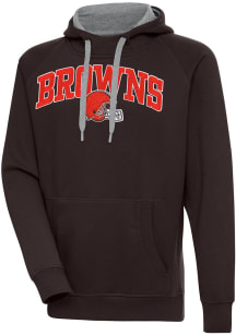 Antigua Cleveland Browns Mens Brown Chenille Logo Victory Long Sleeve Hoodie