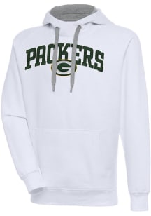 Antigua Green Bay Packers Mens White Chenille Logo Victory Long Sleeve Hoodie