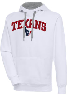 Antigua Houston Texans Mens White Chenille Logo Victory Long Sleeve Hoodie