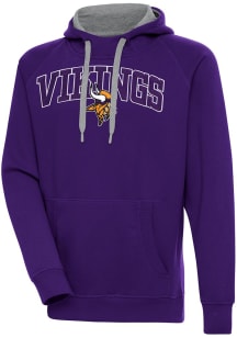 Antigua Minnesota Vikings Mens Purple Chenille Logo Victory Long Sleeve Hoodie