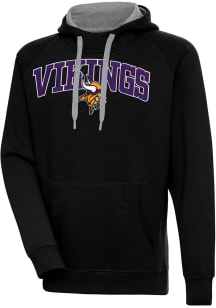Antigua Minnesota Vikings Mens Black Chenille Logo Victory Long Sleeve Hoodie