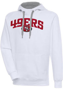 Antigua San Francisco 49ers Mens White Chenille Logo Victory Long Sleeve Hoodie