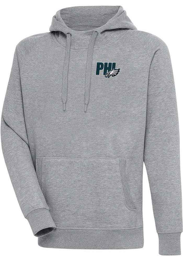 Antigua Philadelphia Eagles Mens Grey Victory Long Sleeve Hoodie