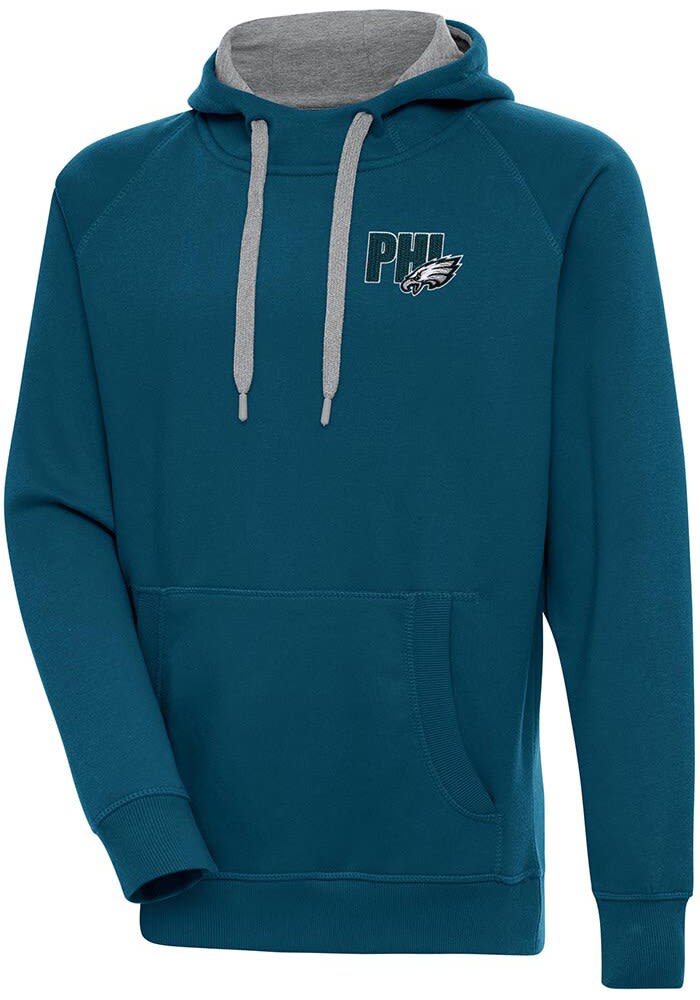 Antigua Philadelphia Eagles Women's Teal Victory Hooded Sweatshirt, Teal, 52% Cot / 48% Poly, Size S, Rally House