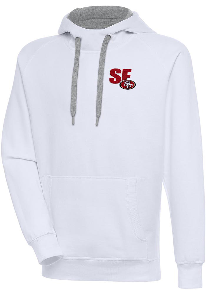 Antigua San Francisco 49ers Red Victory Long Sleeve Hoodie, Red, 52% Cot / 48% Poly, Size L, Rally House