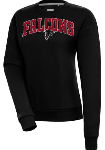 Antigua Atlanta Falcons Womens Black Chenille Logo Victory Crew Sweatshirt