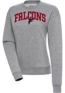 Antigua Atlanta Falcons Womens Grey Chenille Logo Victory Crew Sweatshirt