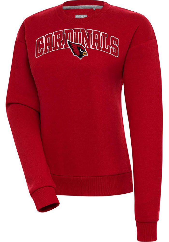 Antigua Arizona Cardinals Women's Red Chenille Logo Victory Crew Sweatshirt, Red, 65% Cotton / 35% POLYESTER, Size XL, Rally House