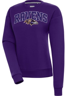 Antigua Baltimore Ravens Womens Purple Chenille Logo Victory Crew Sweatshirt