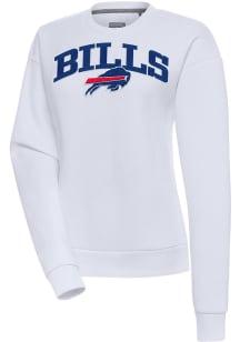 Antigua Buffalo Bills Womens White Chenille Logo Victory Crew Sweatshirt