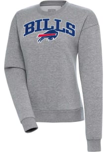 Antigua Buffalo Bills Womens Grey Chenille Logo Victory Crew Sweatshirt