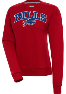 Antigua Buffalo Bills Womens Red Chenille Logo Victory Crew Sweatshirt