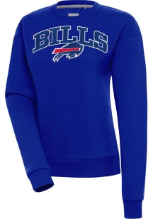 Antigua Buffalo Bills Womens Blue Chenille Logo Victory Crew Sweatshirt