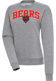 Antigua Chicago Bears Womens Grey Chenille Logo Victory Crew Sweatshirt
