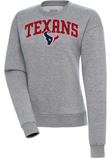 Antigua Houston Texans Womens Grey Chenille Logo Victory Crew Sweatshirt