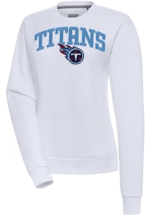 Antigua Tennessee Titans Womens White Chenille Logo Victory Crew Sweatshirt