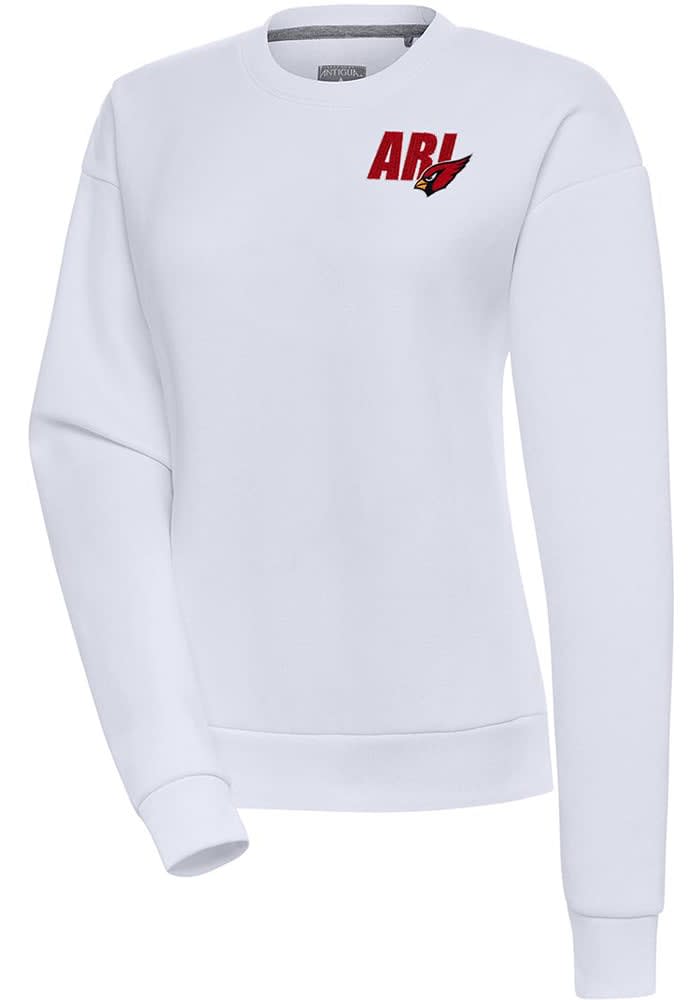 Antigua Arizona Cardinals Women's White Victory Crew Sweatshirt, White, 65% Cotton / 35% POLYESTER, Size XL, Rally House